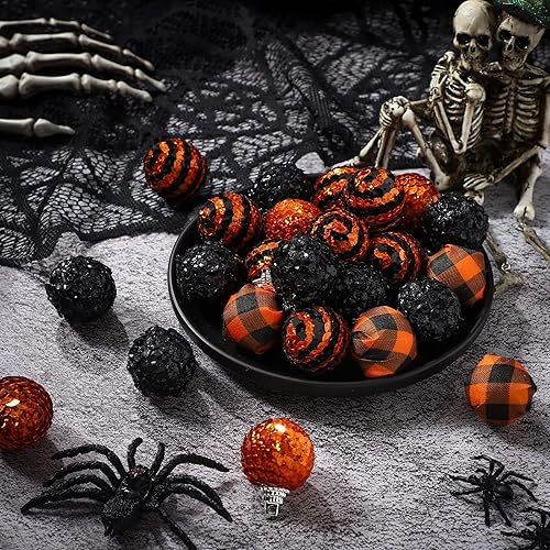 Miniatura 6 de 24 piezas de decoración de bola pequeña de otoño, 1.2 in1.18 pulgadas, bola colgante de bola decorativa para otoño, fiesta de Acción de Gracias,
