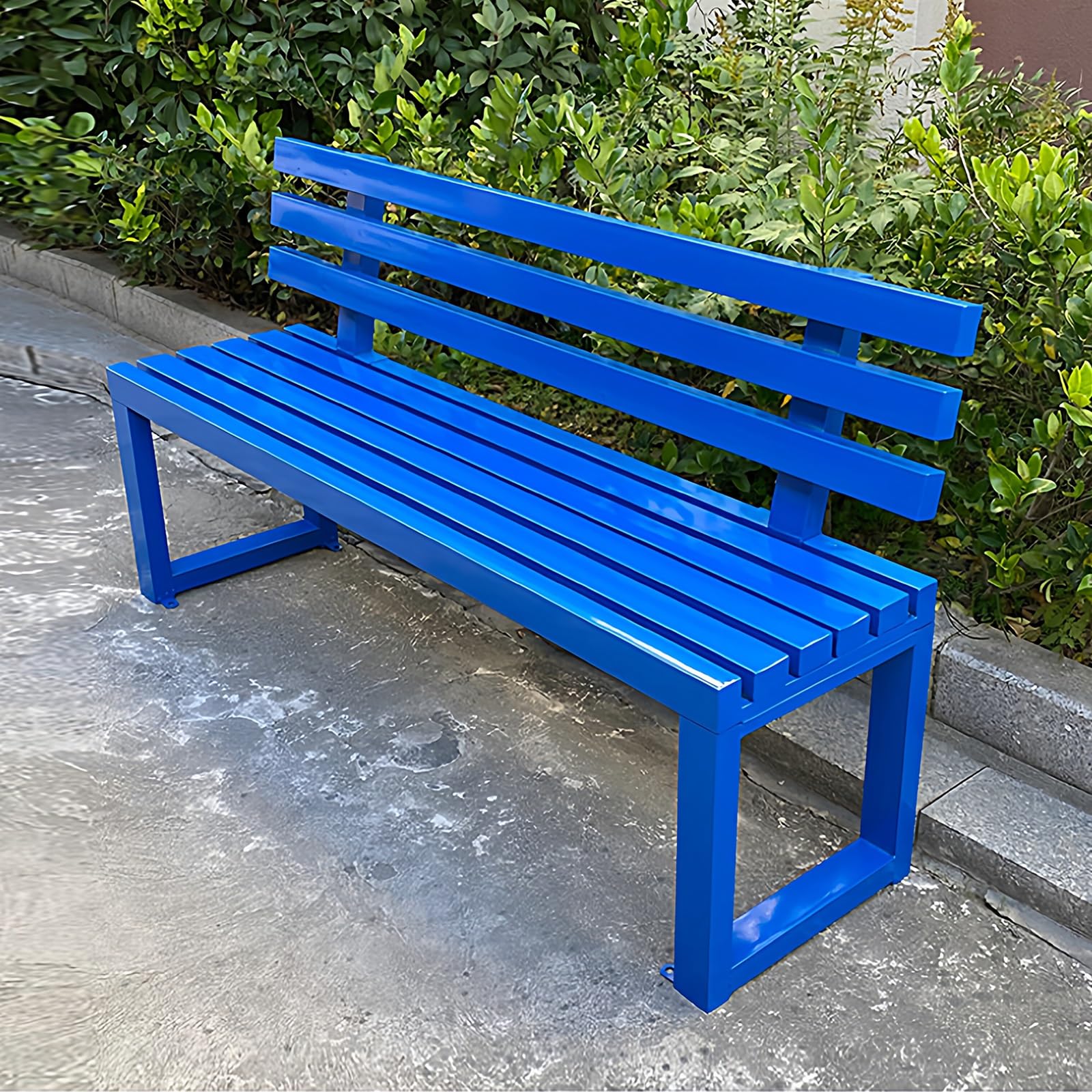 Banco de jardín de metal resistente a la intemperie para césped y zonas comunitarias