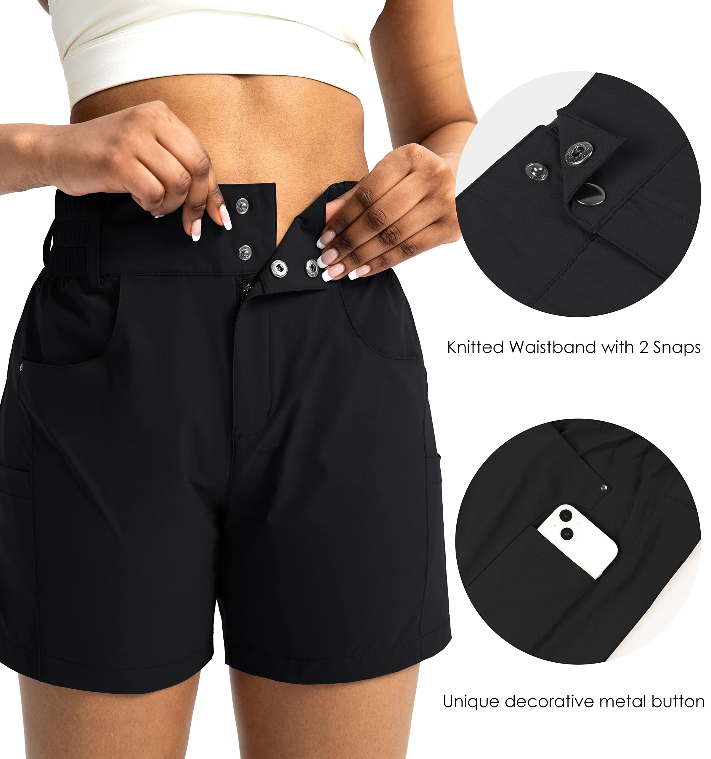 Viodia Women's 5" Hiking Golf Shorts with Pockets High Waist Stretch