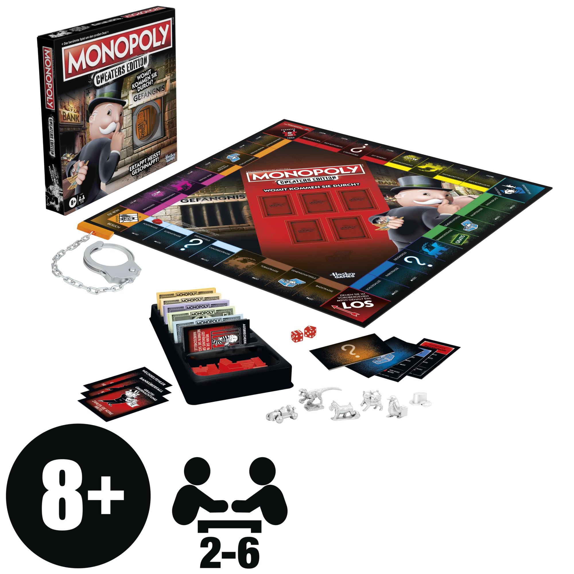 Monopoly Gra planszowa, zabawna gra rodzinna dla dzieci, nastolatków i dorosłych, od 2 do 6 graczy, od 8 lat, prezenty dla rodzin – wersja niemiecka