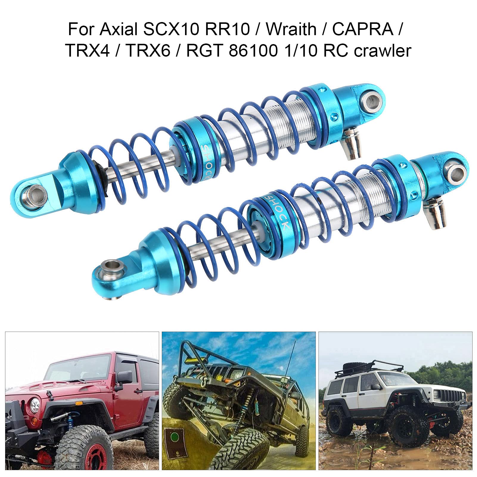 Amortiguador de Metal RC de 2 Uds, Reducción de Vibración Ajustable de para 1/10 Crawler, Aleación de Aluminio, (80mm)