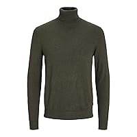 JACK & JONES Jjeemil Knit Roll Neck Noos Maglione, Verde (Olive Night Detail: Melange)