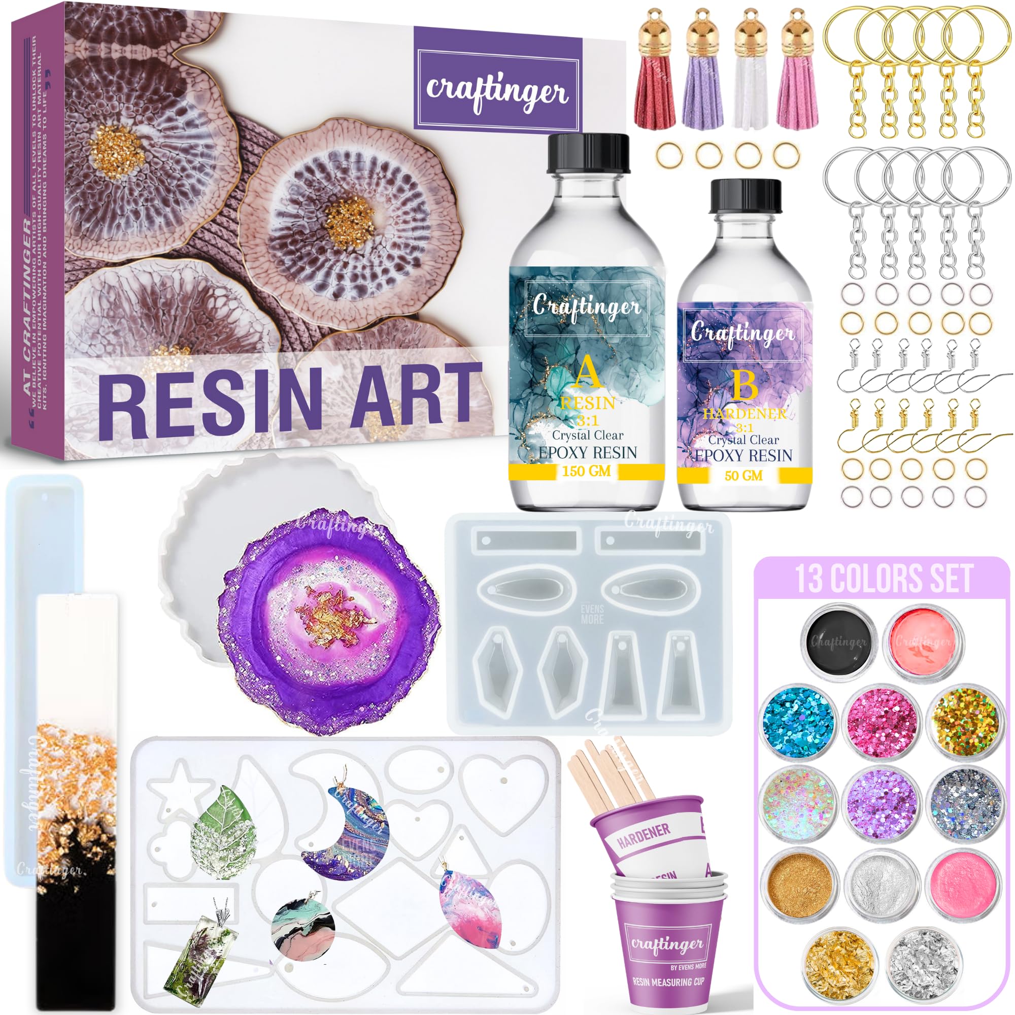 Craftinger Upgraded All in One Kit with 200gm Resin for Pendant Earring Keychain & Coaster (B0CLKHDBWP) Amazon Price History, Amazon Price Tracker