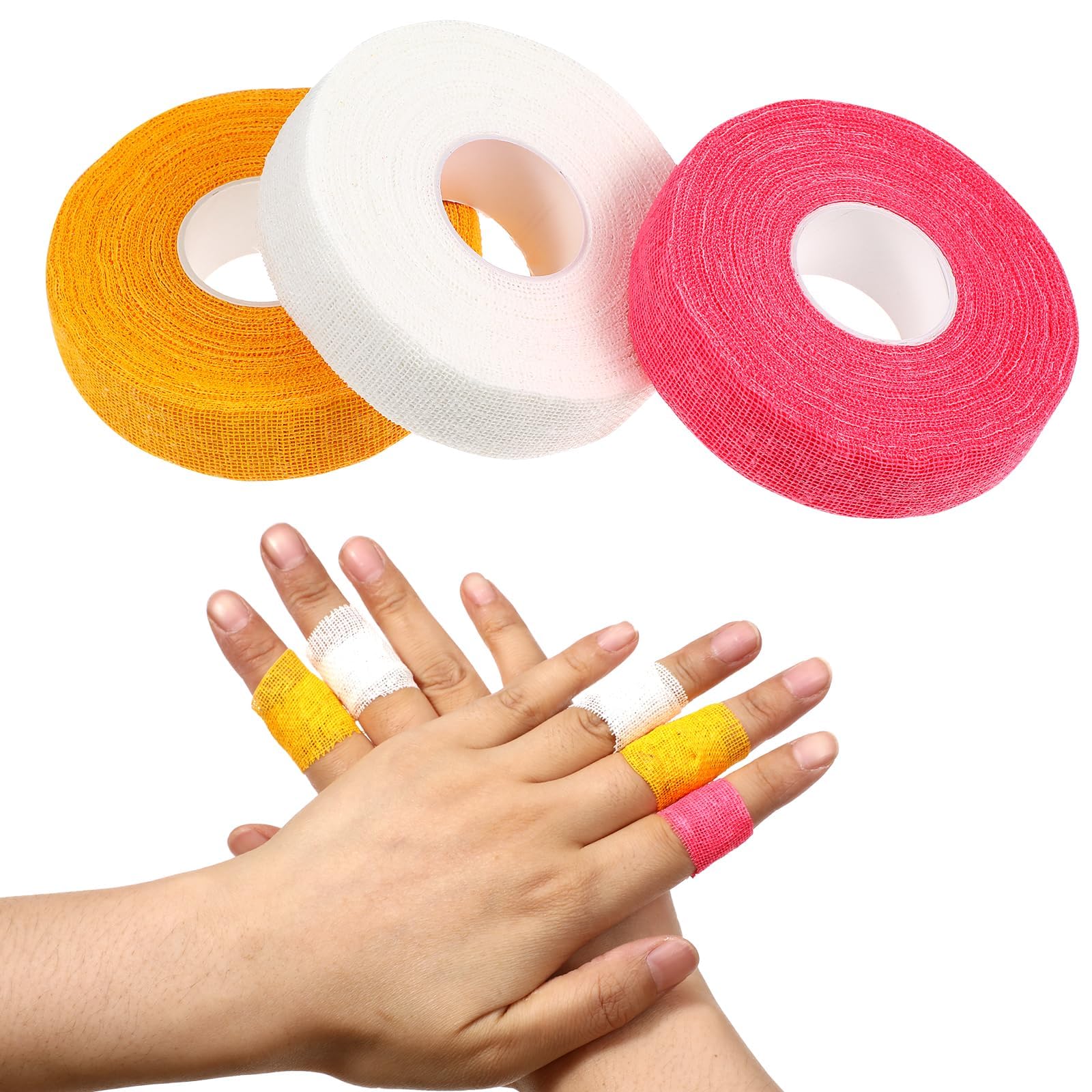 3 Rolls Thimble Tape for Hand Sewing, Self-Adhesive Cotton Finger Protector Tape 0.74