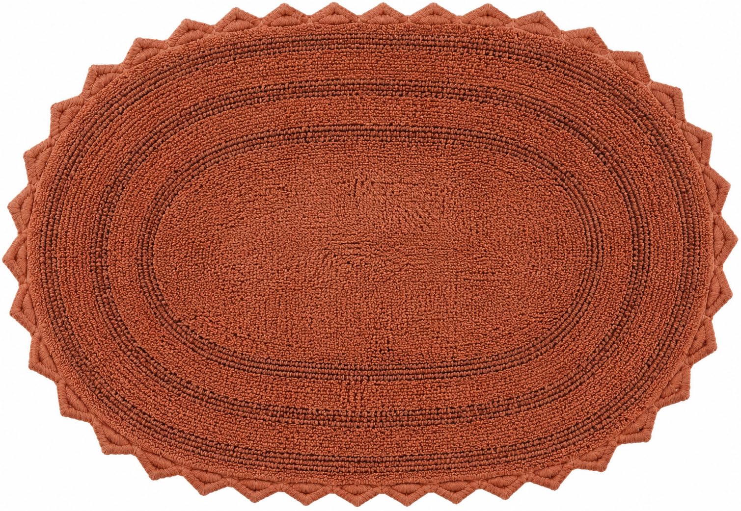 Royal Blaze Crochet Bath Rug 100% Cotton Reversible, 18'x26' Rust Oval
