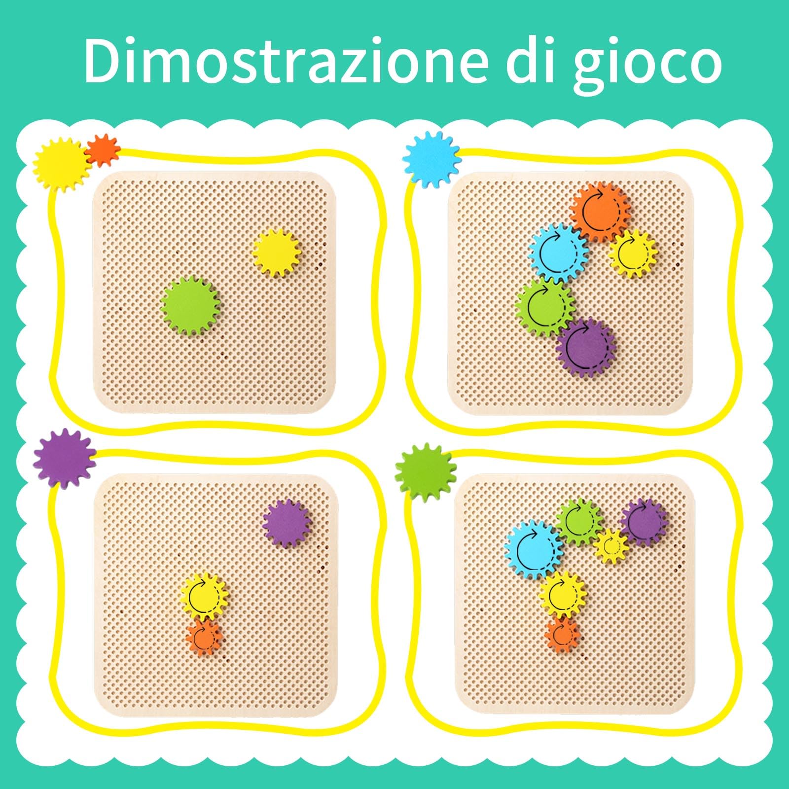 Montessori Giocattolo 2 3 4 5, Giochi da 2 Anni, Gioco Motorio con Ingranaggi Colorati, Giocattoli da 3 Anni, Puzzle Ingranaggi, Regalo 2 3 4 5 Bambini Ragazzi Ragazze