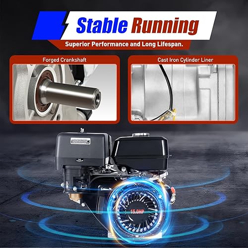 Miniatura 7 de Motor de gas Go Kart de 15 HP 420cc de 4 tiempos, motor de gas de eje horizontal OHV de 420cc, motor de arranque manual OHV para máquinas de bombeo,