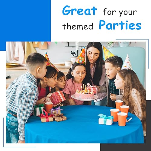 Miniatura 3 de Paquete de 14 manteles de plástico color azul cielo de alta calidad, manteles rectangulares desechables de plástico de 54 x 108 pulgadas, mantel