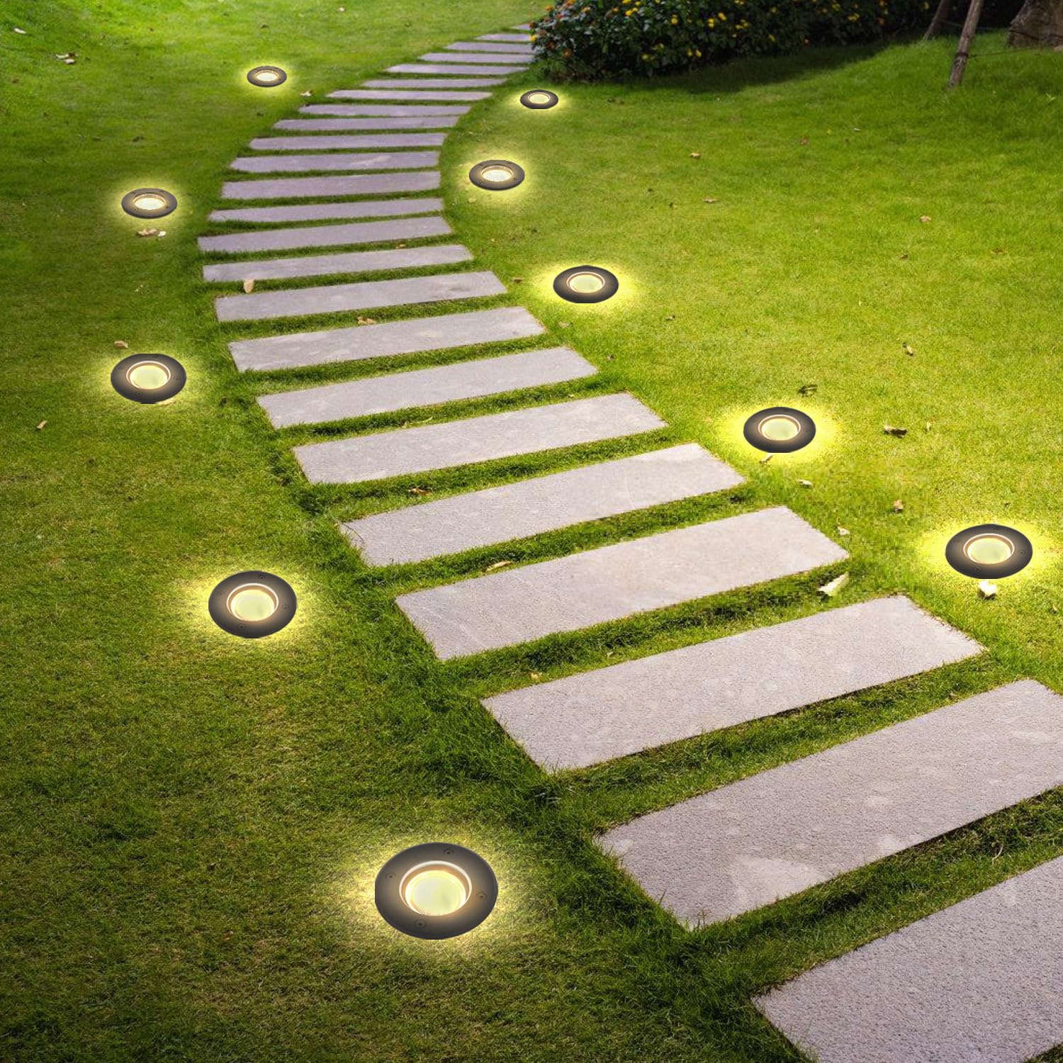 Bodeneinbaustrahler Außen 8er Set, Bodenstrahler schwenkbar | schwarze Bodenleuchten mit GU10 Fassung, IP67, 4000K Neutralweiß, wasserdicht für Gartenbeleuchtung und Gehwegbeleuchtung