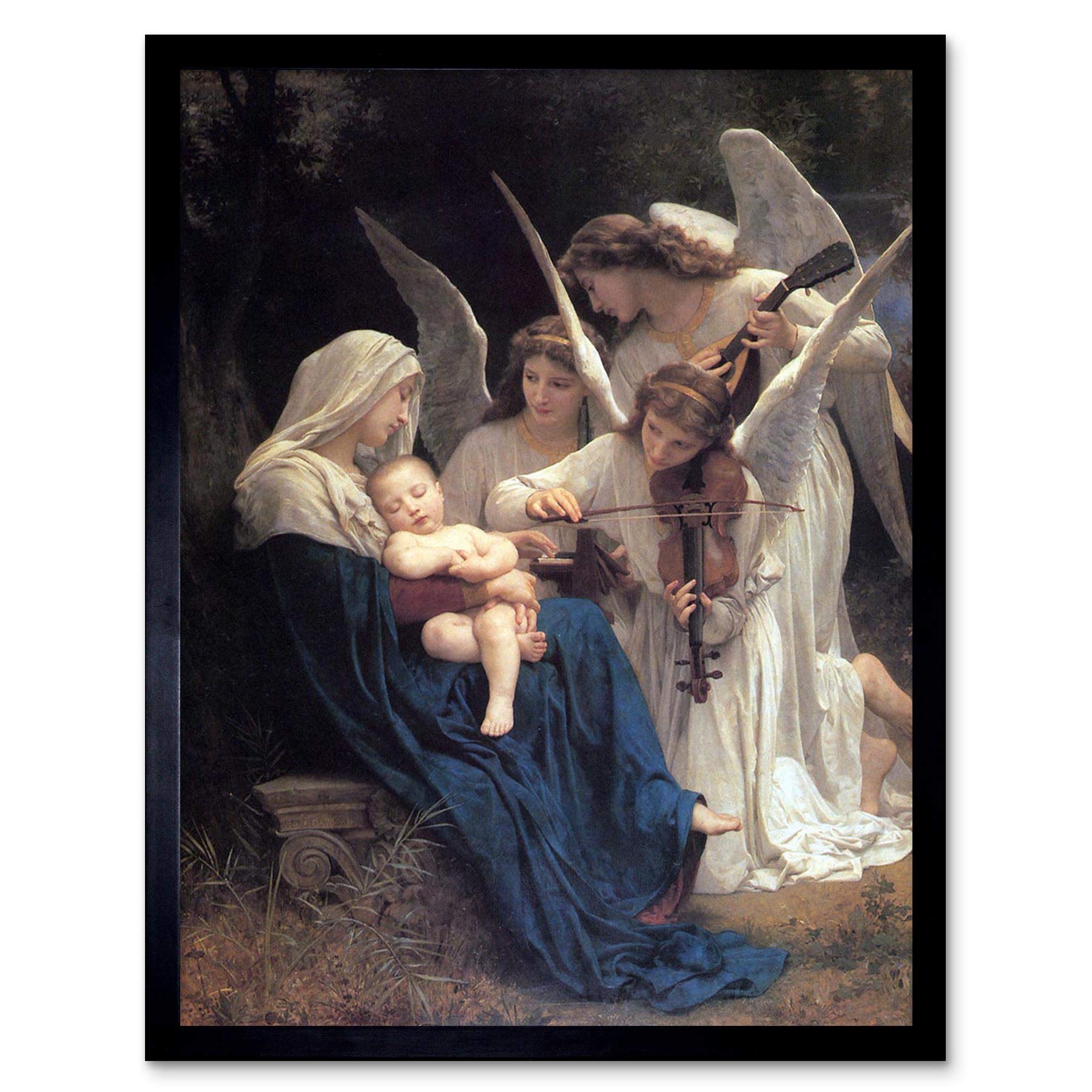 Wee Blue Coo William Adolphe Bouguereau Song Of Angels Old Master Painting Art Print Framed Poster Wall Decor 12X16 Inch