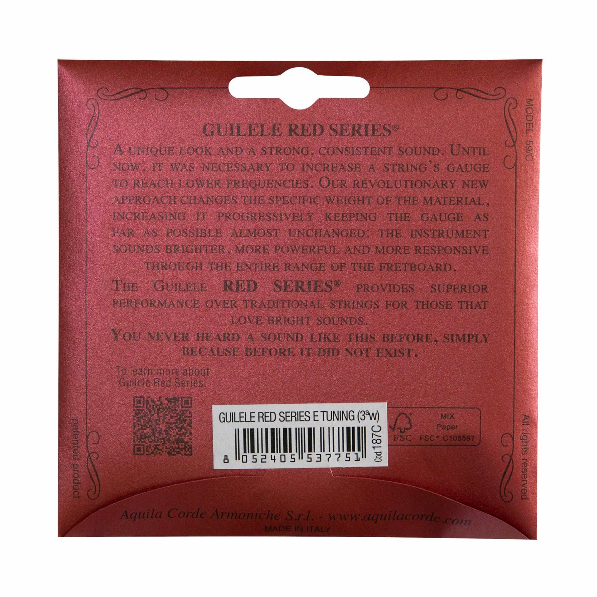 Aquila 187C Red Series, Guitalele/Guilele String Set – E-Tuning G (3th), Wound