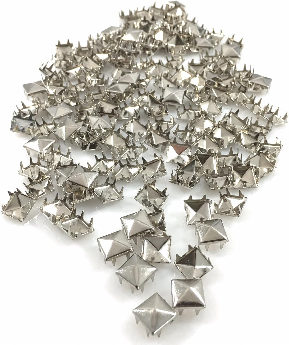 Nailheads - Spots - Studs - 100 pcs 9mm Pyramid Nailheads - Nickel - Premium Quality Brass Nailheads