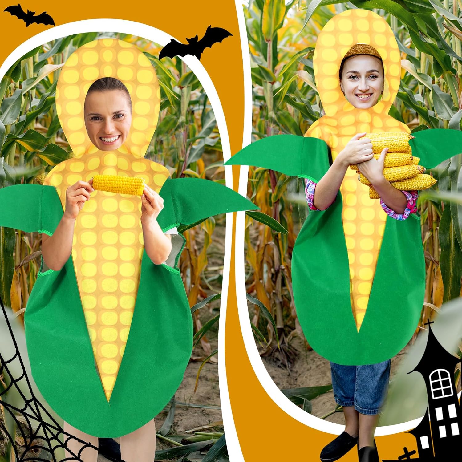 Halloween Corn Outfits Costume for Women Men Funny Corn Costume Cosplay Apparel Accessories for Halloween Party - Image 5