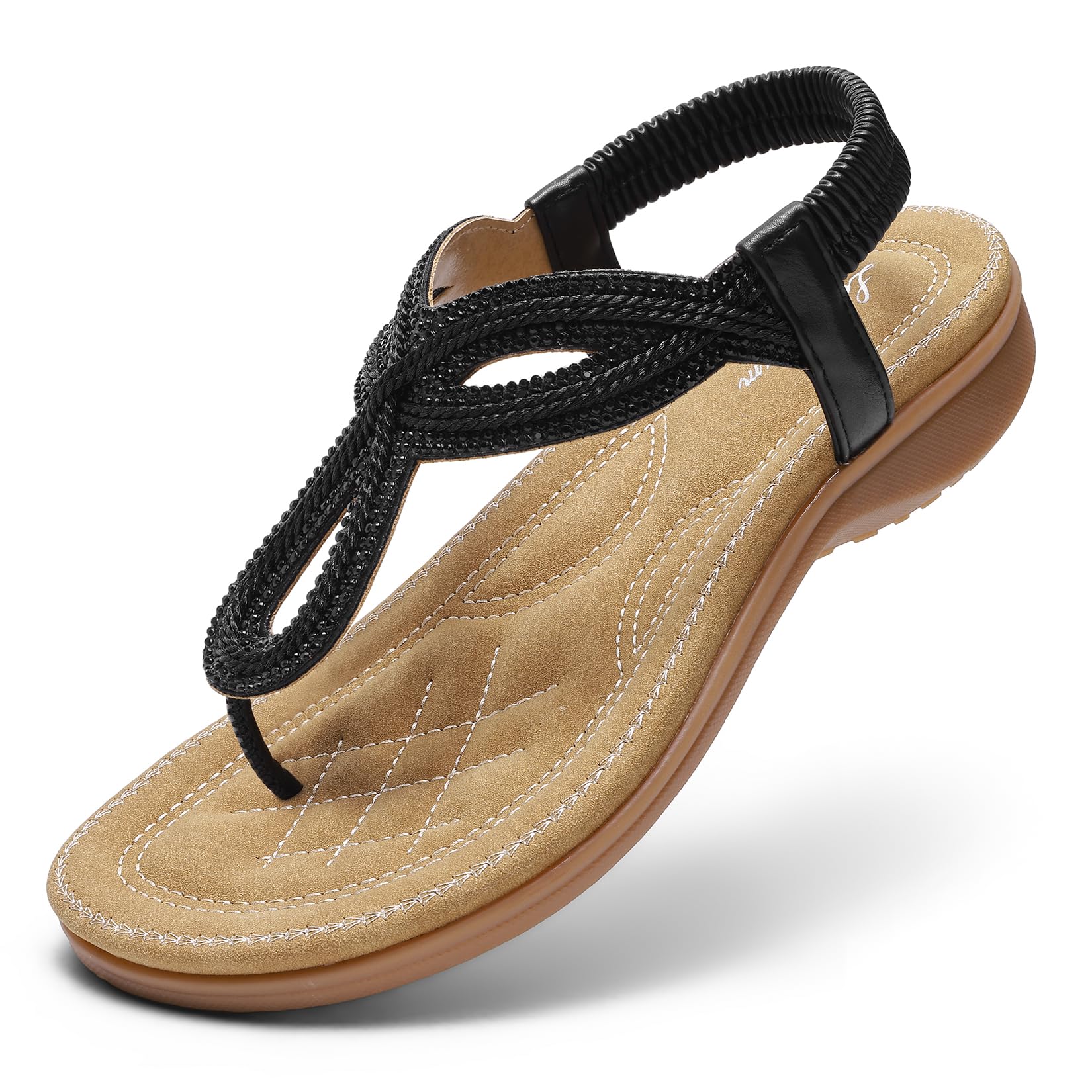 Littleplum Damen Sandalen Flache Sandaletten Sommer Freizeit Zehentrenner mit Weiche Fußbett