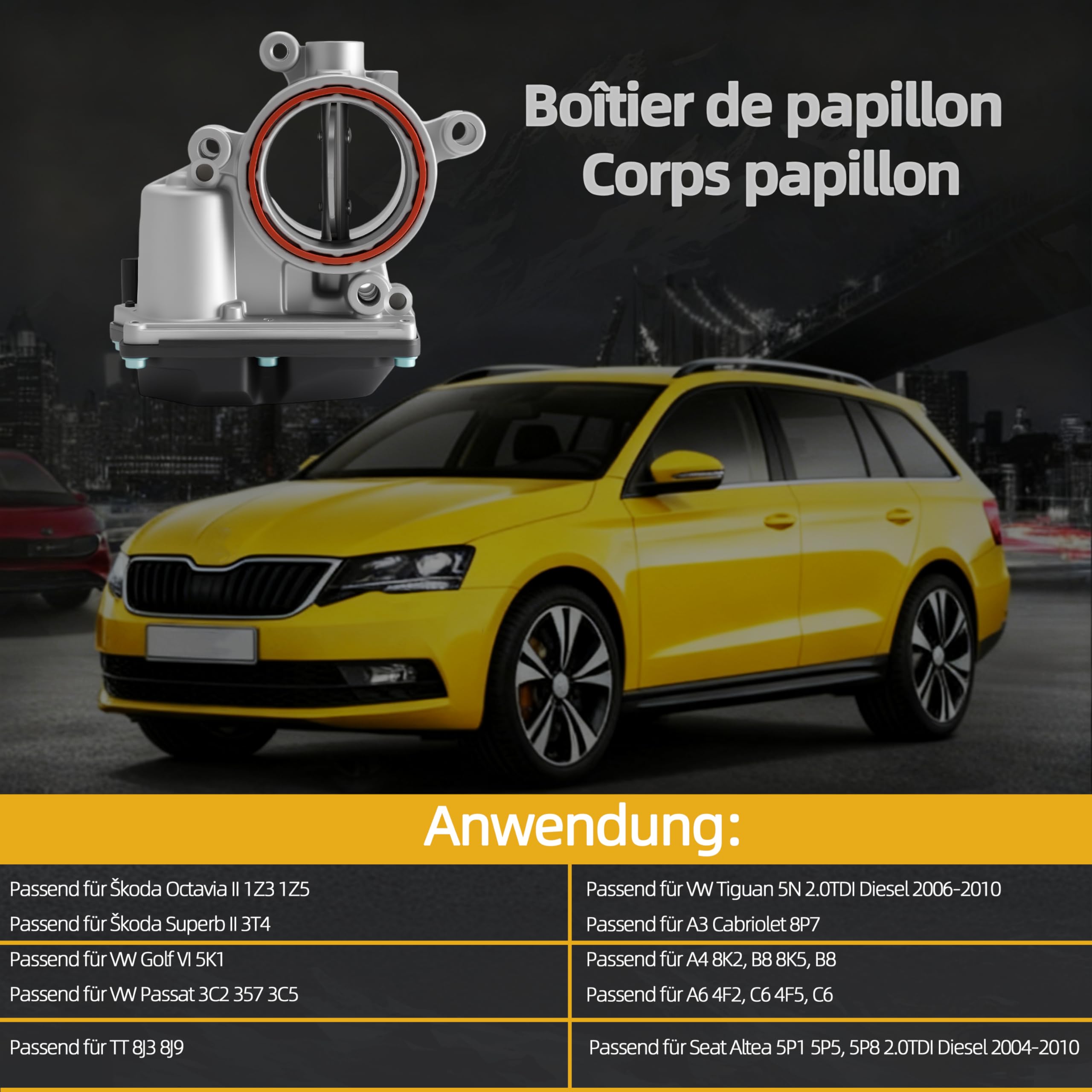 Drosselklappe Drosselklappengehäuse Passend für Octavia 2 für Superb 2 für Golf 6 für Passat für Tiguan 5N 2.0TDI für A3/A4/A6/TT für Altea 2.0TDI Diesel 2004-2010#3L128063A 03L128063AF