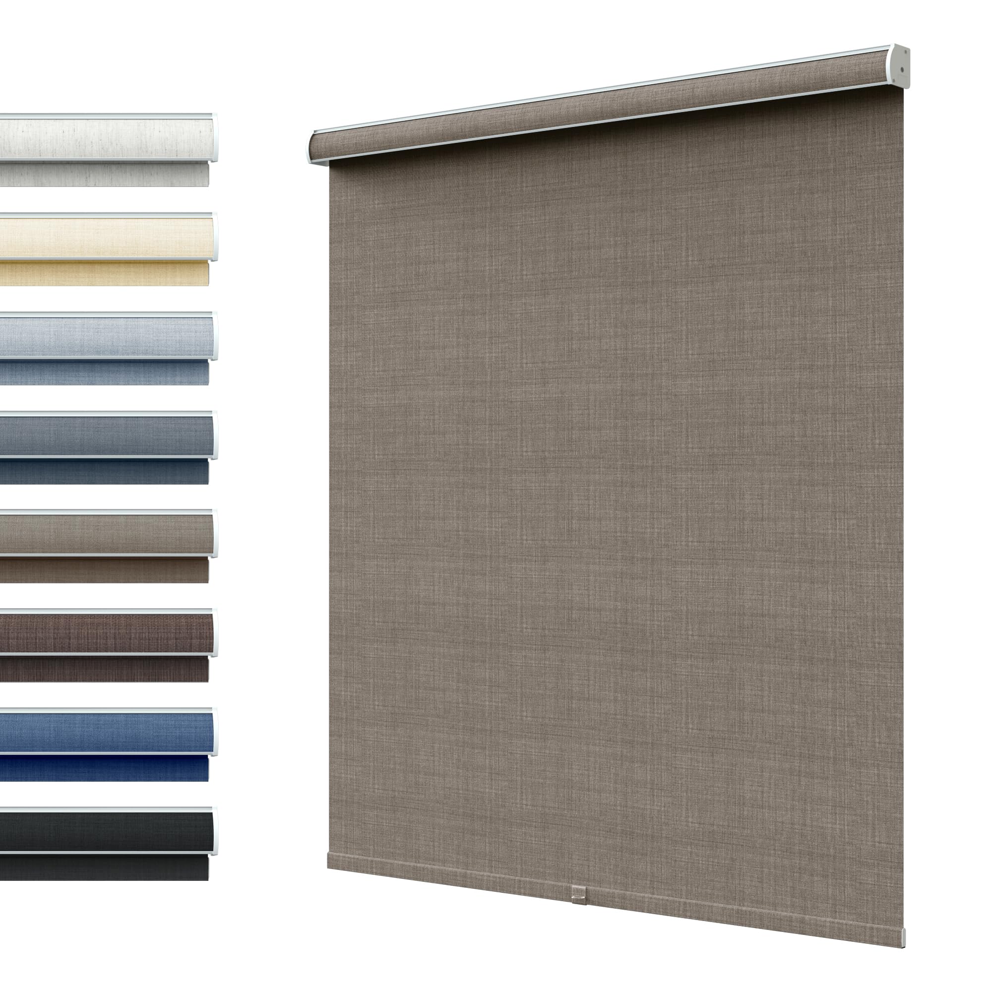 SLKWDOBD Linen Roller Shades, Cordless Fabric Roller Blinds with Thermal Insulated, Room Darkening, UV Protection, Blackout, Pull Down Window Shades for Home, Office, Light Brown, Custom Size