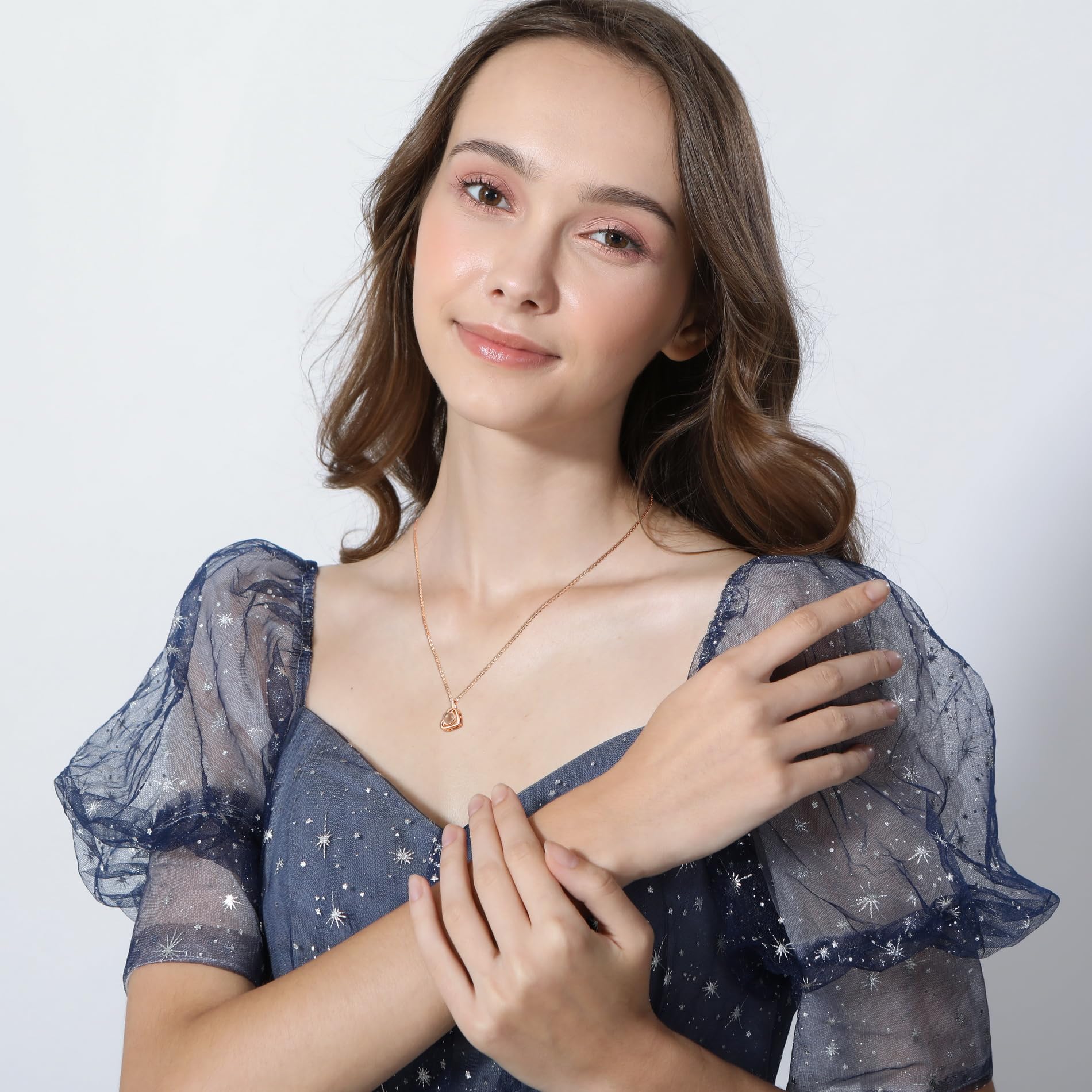 Ciondolo con Immagine di Proiezione Personalizzata Collana in Argento Sterling 925 Ciondolo a Forma di Cuore Compleanno Anniversario Gioielli Regali per Lei/Donna/Mamma/Fidanzata