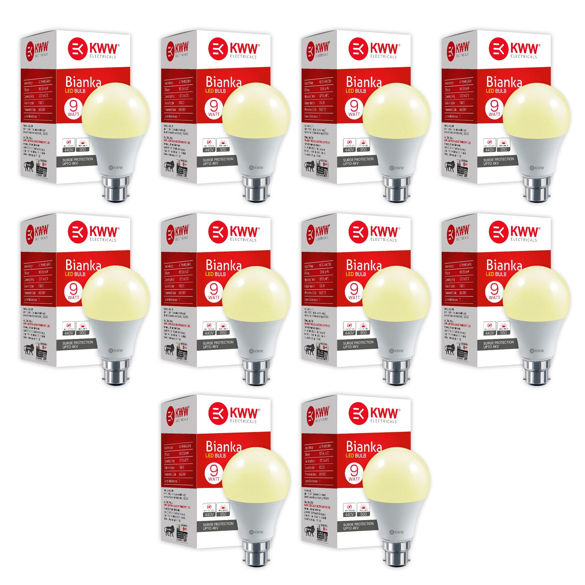 KWW 9W B22 LED Warm White LED Bulb, Pack of 10 | Energy-Efficient LED Lighting | Low Power Consumption | Low Electricity Bill | LED for Bedroom, Home, Kitchen, Bathroom, Washroom, Office (B0D7HCJJ6K) Amazon Price History, Amazon Price Tracker