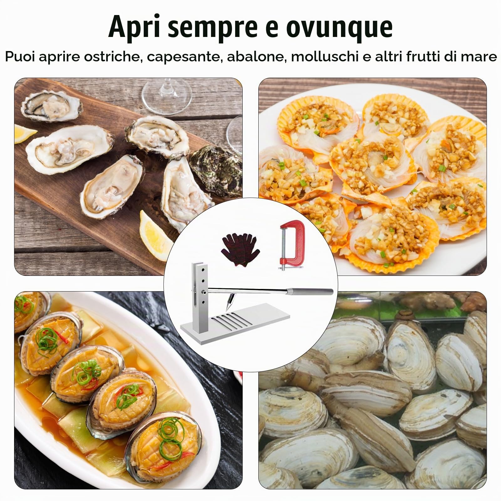 Oyster Shucker, Kit Apri Ostriche Professionale, Set di Strumenti Apriostriche in Acciaio Inossidabile con 2 Coltelli per Ostriche e Guanti Strumento per Frutti di Mare, Strumenti per Frutti di Mare