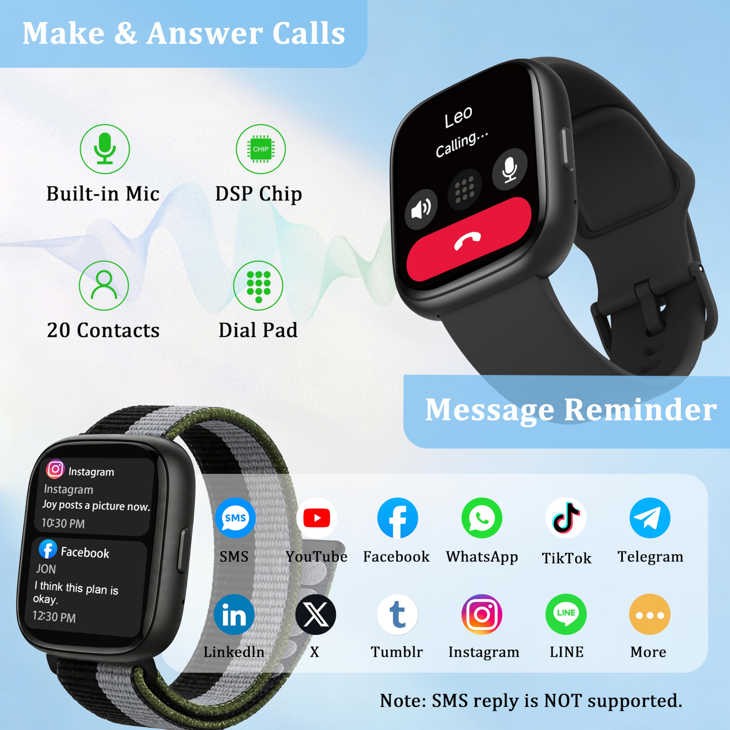 Smart Watch per donne e uomini, smartwatch 2026 [2 cinturini, cassa da 44 mm], orologio fitness tracker da 1,8 pollici Alexa integrato, per fare e rispondere alle chiamate, monitoraggio dello stress
