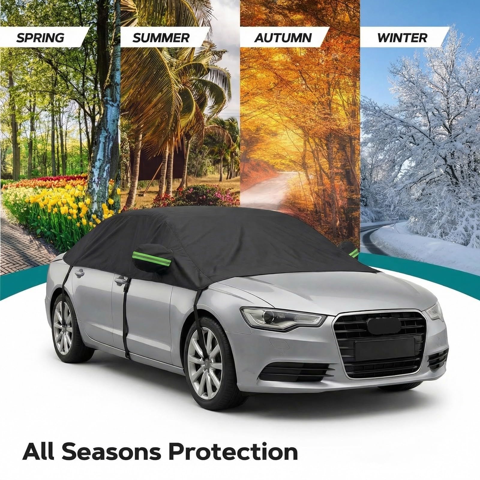 420D Autoabdeckung Wasserdicht Outdoor Halbgarage für BMW 3 Series 330Ci E46,Allwetterschutz Autoplane Abdeckplane Auto Winter Sommer, Autogarage Abdeckung(Schwarz)