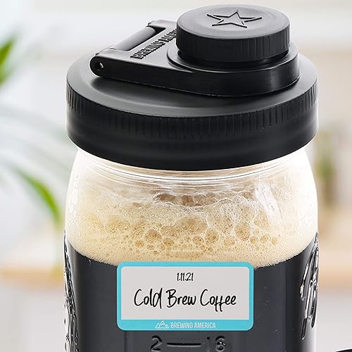Miniatura 6 de Brewing America Jarra de vidrio con tapa, tarros de bola, 1 cuarto de galón (32 onzas) con tapa negra de boca ancha para verter tarro Mason para
