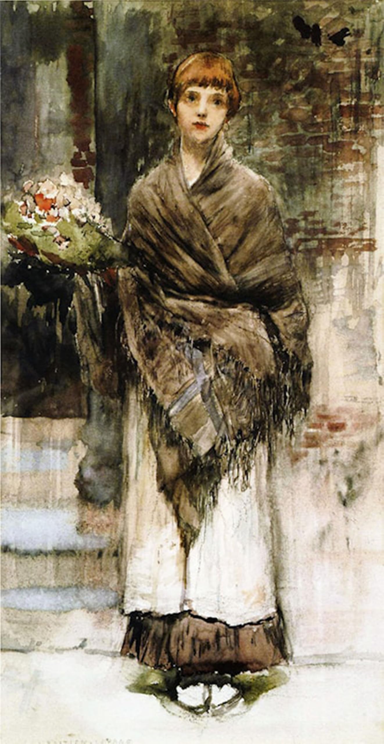 POSTERIIk Vintage Classic Picture Landscape Artwork Study for Marchande De Fleurs a Londre by Jules Bastien-lepage Portrait Canvas Painting for Office Home Decor 60x90cm