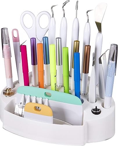 ArtBin 6974AG Almacenamiento de accesorios de escritorio con 24 ranuras, [1] organizador de arte y manualidades, color blanco