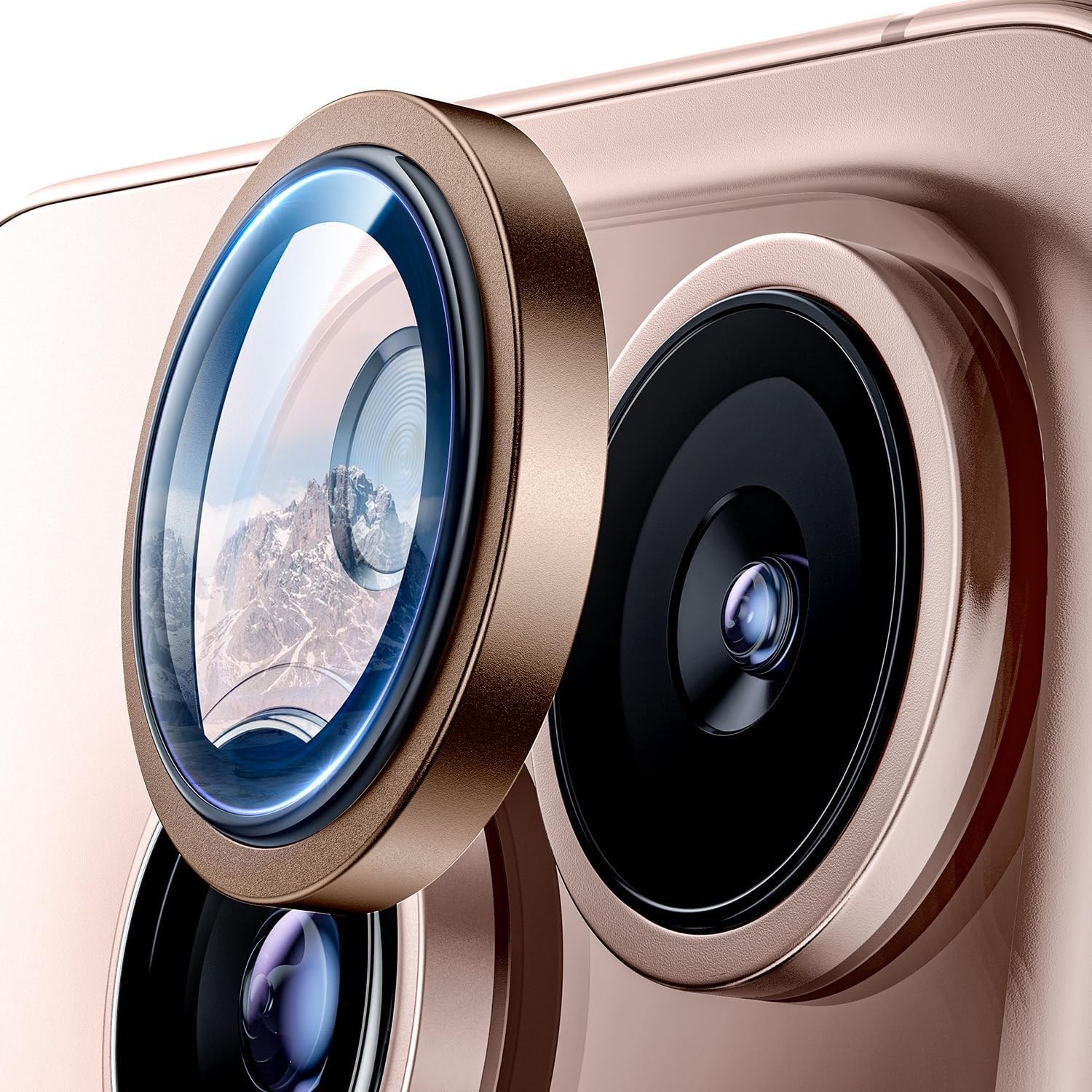 Camera Lens Protector for iPhone 16 Pro/iPhone 16 Pro Max, Tempered Glass Screen Protector, Metal Individual Camera Cover, Case Friendly (Desert Titanium)