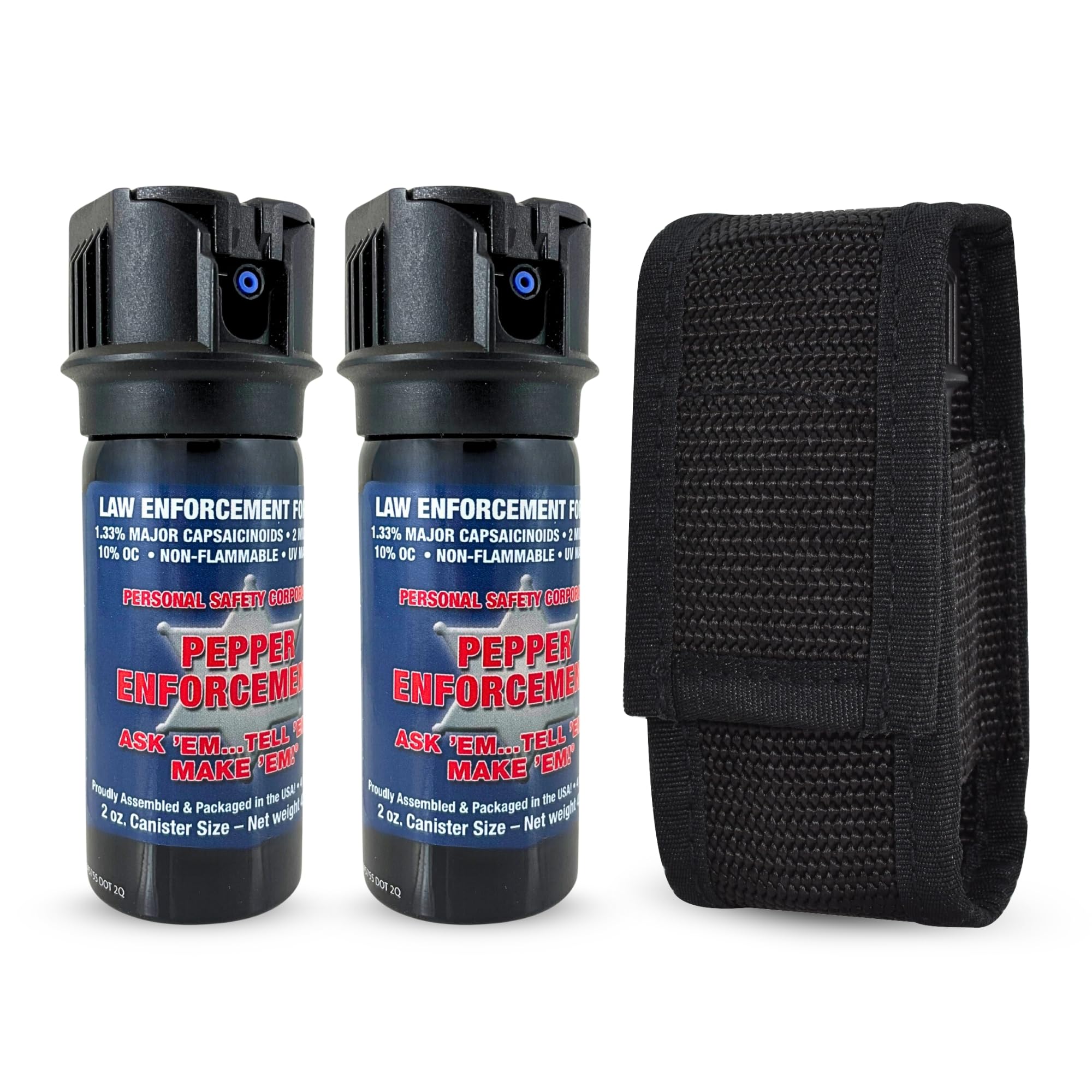 2-Pack Splatter Stream Pepper Spray for Self Defense with Tactical Belt Loop Holster - Maximum Strength Police Grade OC Formula, Safety Flip Top, Marking Dye, 4 Year Shelf Life