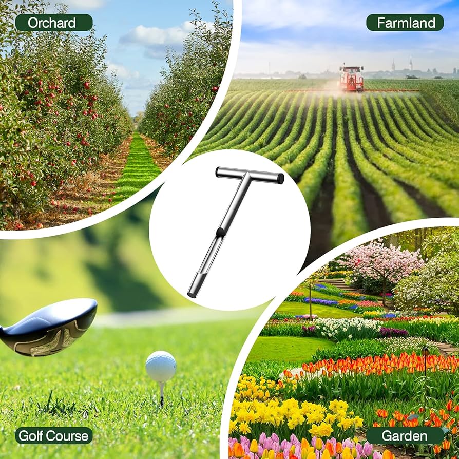 Sonda Campionamento Terreno Roylvan - Acciaio Inox, Maniglia A T, 5 Sacchetti, Argento