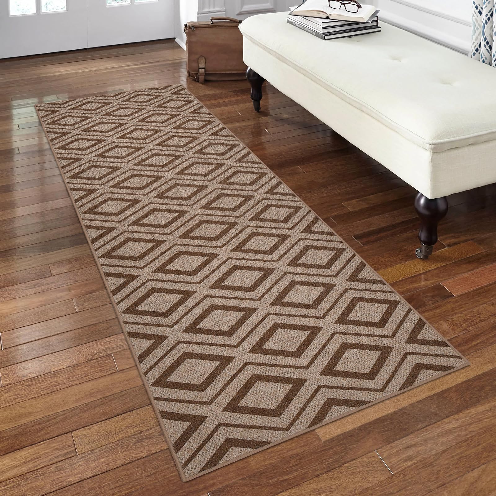 Guchuang Bedding Alfombra de pasillo lavable, antideslizante, 60 x 180 cm, alfombra de pasillo, tejido TPR, parte trasera de TPR, para interiores y exteriores