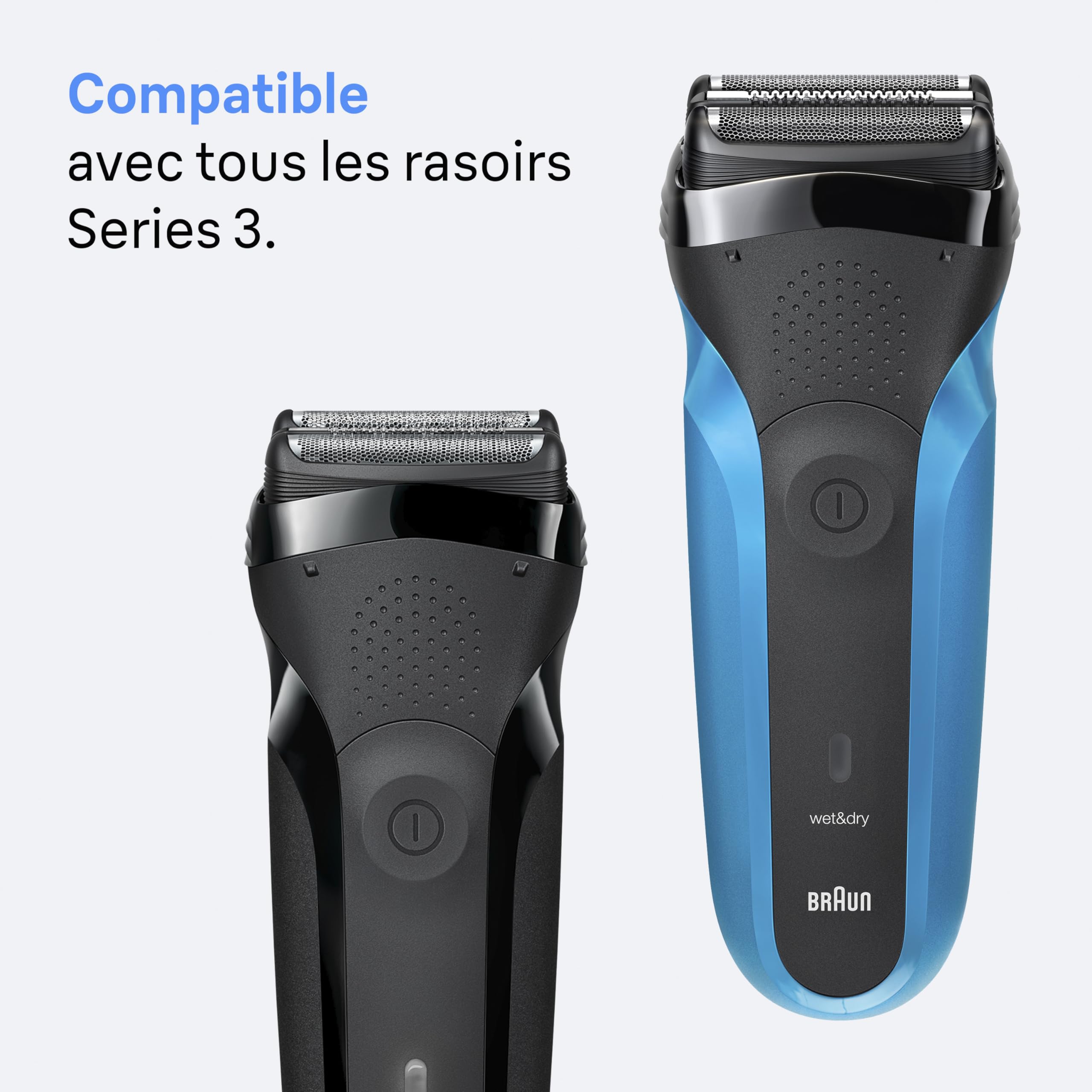 Braun Tête de Rasoir Electrique Homme Series 3 21B Noire – Pièce Originale de Remplacement pour Rasage de Près, 2 Lames à Grille, Tondeuse Centrale, Elément de Rechange pour Raser la Barbe