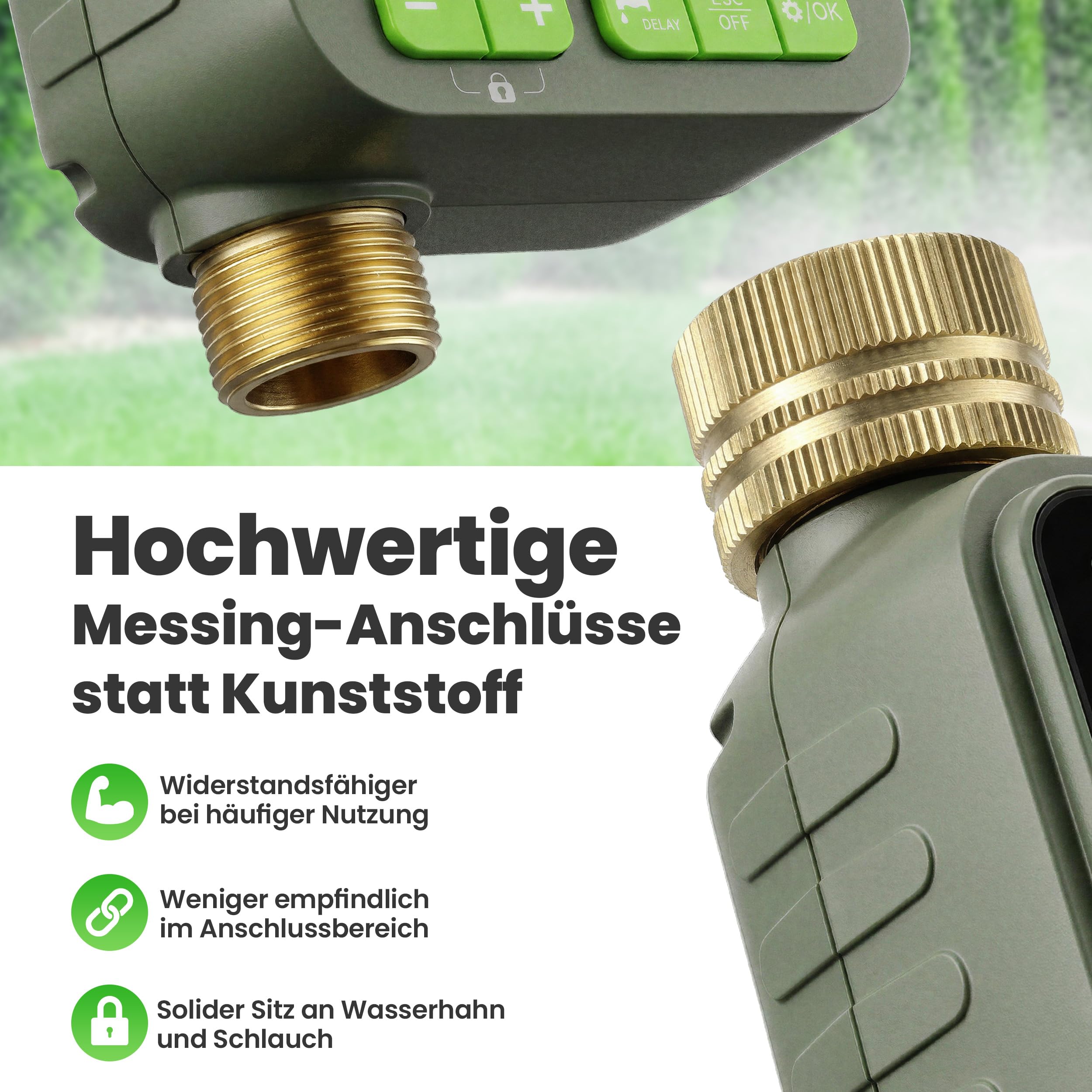 rainfactory Bewässerungscomputer mit Fernbedienung - automatische Bewässerungssteuerung für Garten - Bewässerungsuhr mit 4 Programmen, Delay - Wasser Zeitschaltuhr IP65, 3/4 Zoll für Rasen Beet & Topf