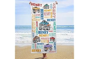 Personalized Monster Trucks Beach Towels for Boys