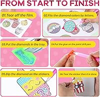 Vista 6 de Kits de Pintura de Diamantes Cymbana para Niños 20 Piezas de Postres Incluye Cupcake, Dona, Helado, Palomitas de Maíz, Galletas