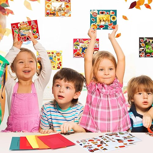 Miniatura 7 de Epakh 46 paquetes de marcos de otoño para niños, otoño, Acción de Gracias, Halloween, verano, marco de fotos de cartón colorido, marco de fotos de