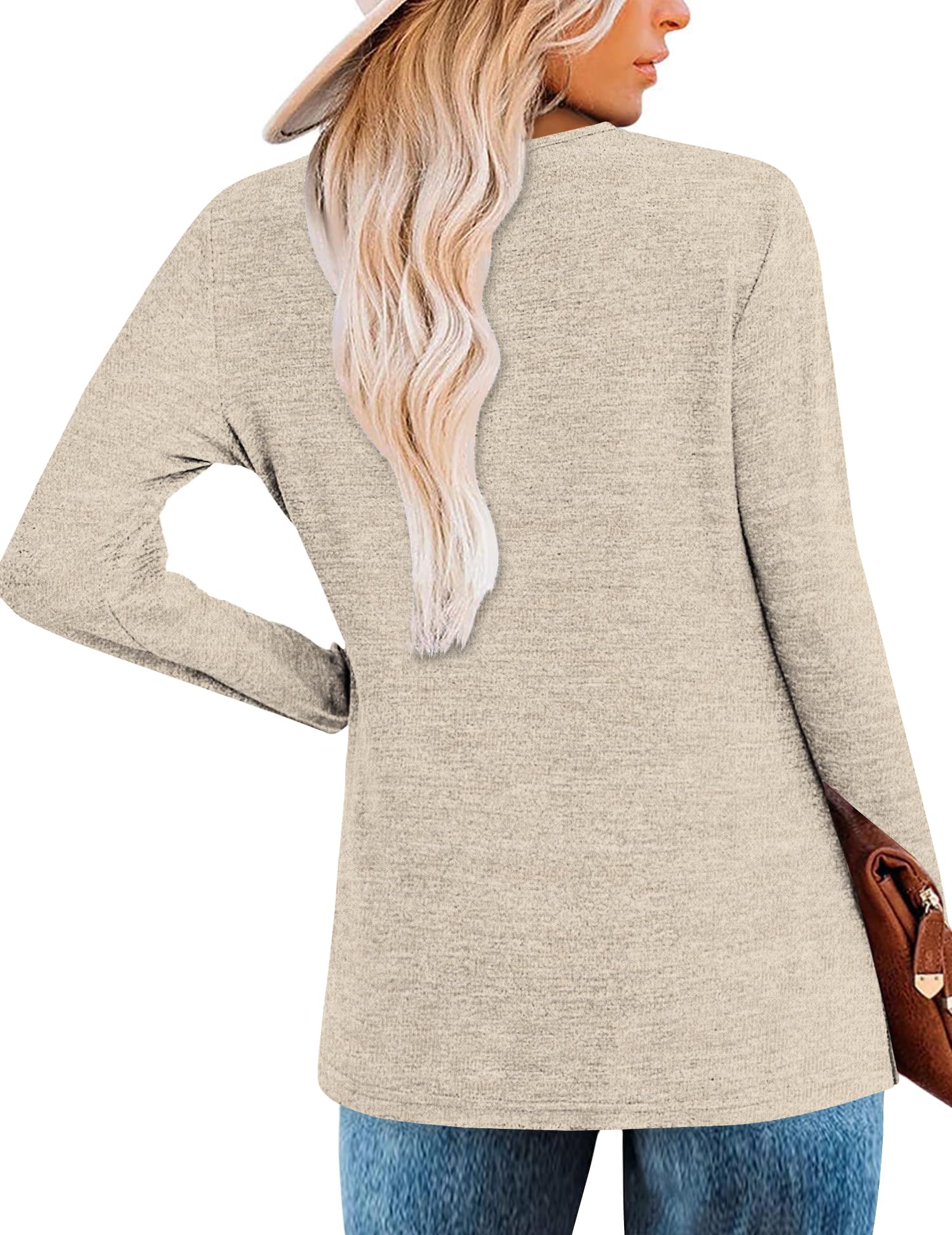 DUOEASE Pull Femme Elegant Hiver Automne Chemisier Manches Longues Tunique Confortable Décontracté Top