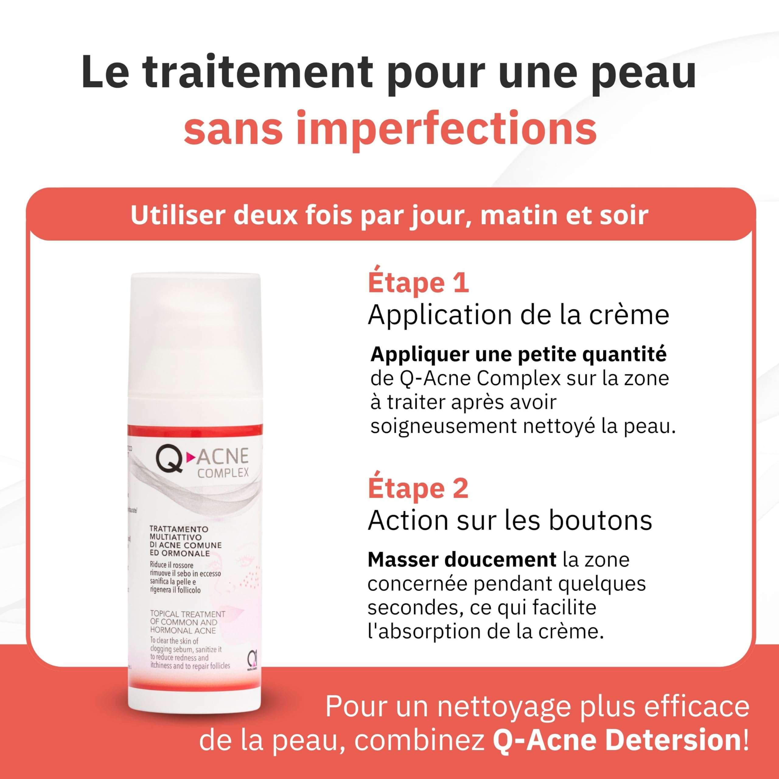 Q1 Q-Acne Complex, Crème Anti Acné à l'Acide Salicylique, Crème Anti Boutons pour le Visage | Elimine les Boutons et les Rougeurs | Traitement Efficace pour l'Acné Juvénile et Hormonale, 40ml