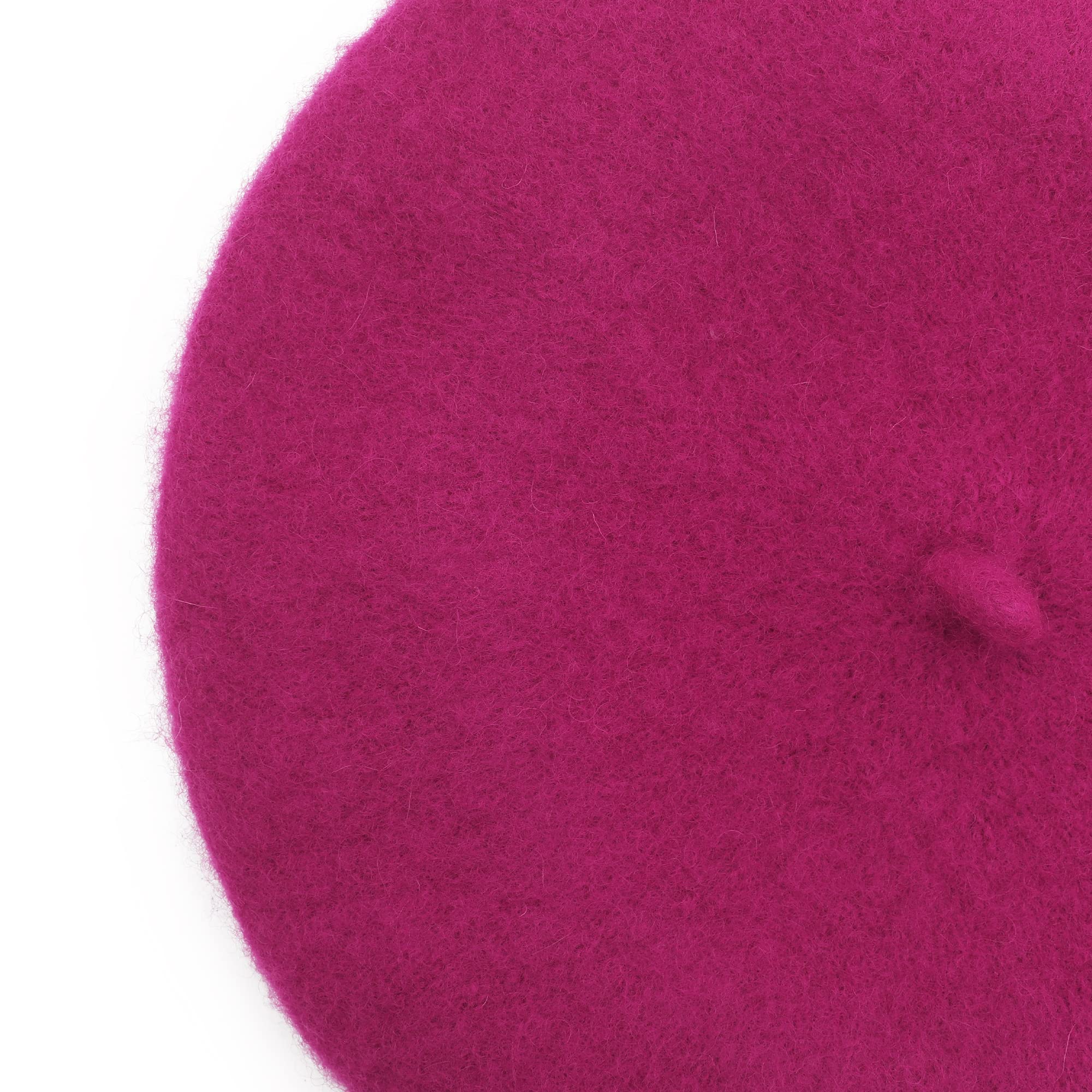 ZLYC Classic Wool Beret for Girls Boys Modern French Artist Raspberry, One Size - Image 4