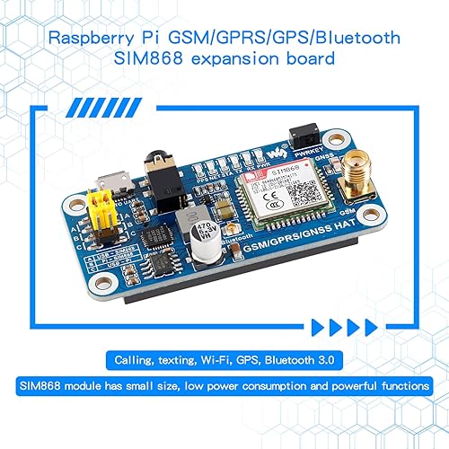Miniatura 2 de EC Buying Placa de expansión GSMGPRSGPSBluetooth SIM868, módulo GPS SIM868 de la placa de expansión HAT compatible con ArduinoRaspberry Pi, envío de