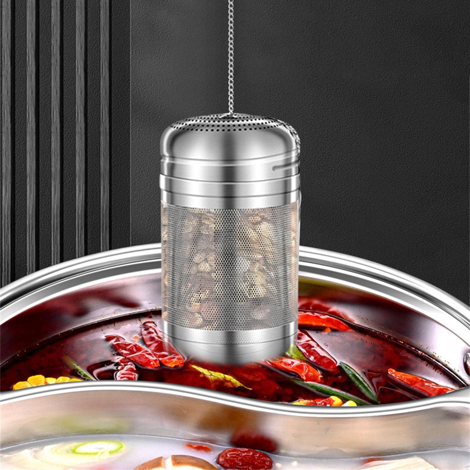 2 Colini Per Spezie In Acciaio Inox, Filtro Per Tè A Emisfera Con Catena, Riutilizzabile, Per Cucina E Infusi - 3