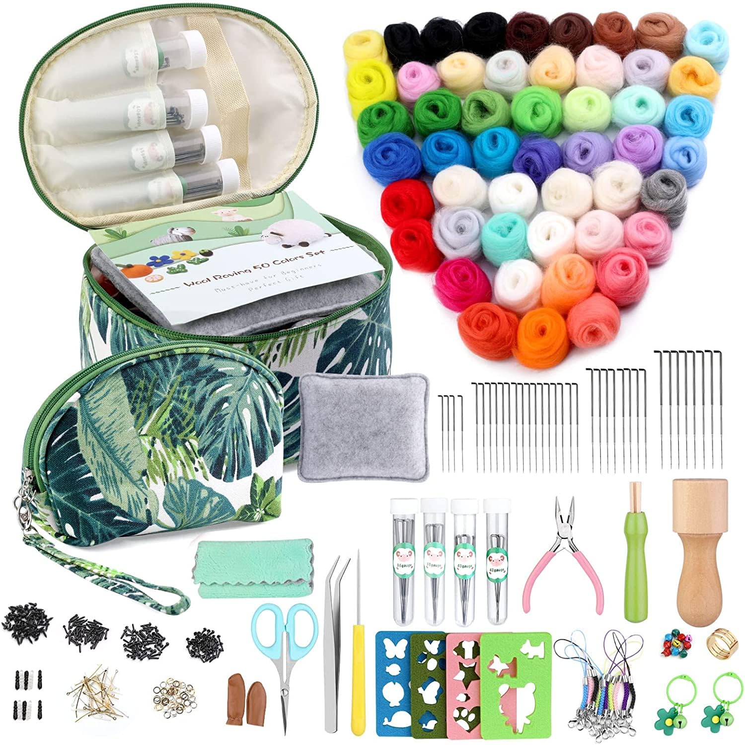 luokefe 304 Pcs Needle Felting kit, Needle Felting Starter Kit with 50 Colors Felting Wool, Basic Needle Felting Tools and Supplies for Beginners, DIY Felting Animal Crafts Home Decoration