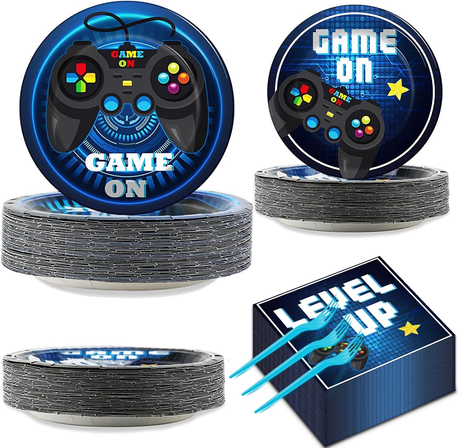 gisgfim 200 Pcs Video Game Party Favors Supplies Paper Plates and Napkins Gaming Birthday Party Decorations for Kids Gaming Serves 50 gisgfim 200 Pcs Video Game Party Favors Supplies Paper Plates and Napkins Gaming Birthday Party Decorations for Kids Gaming Serves 50