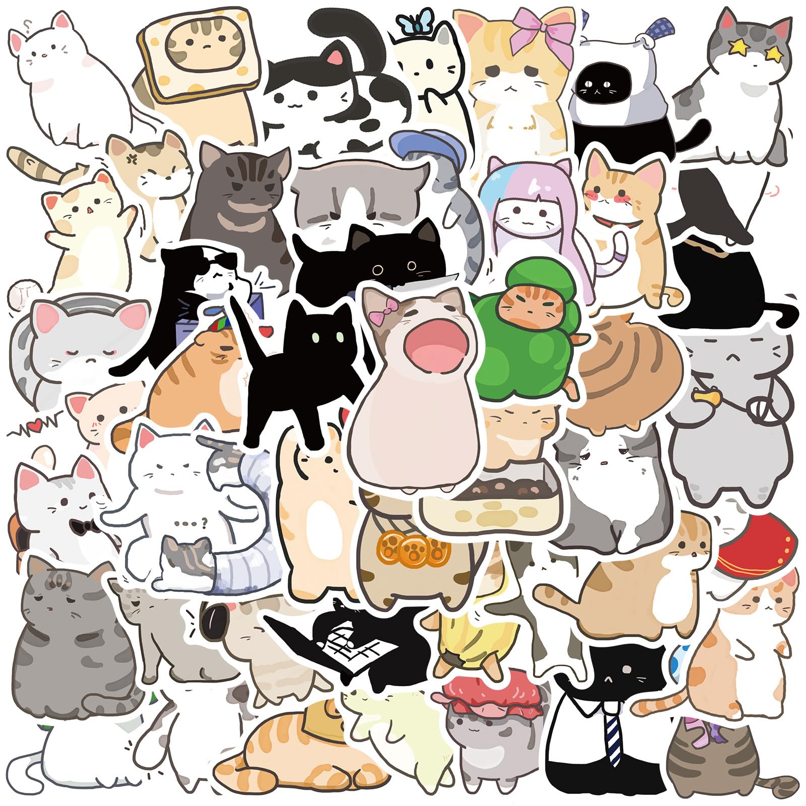 Gdfhbd Multicolor 100 Q Version Cat Emoji Stickers And 2 Cat Keychains, Cute Creative Stickers, Trendy Gifts For Students And Youth, Funny And Interesting.