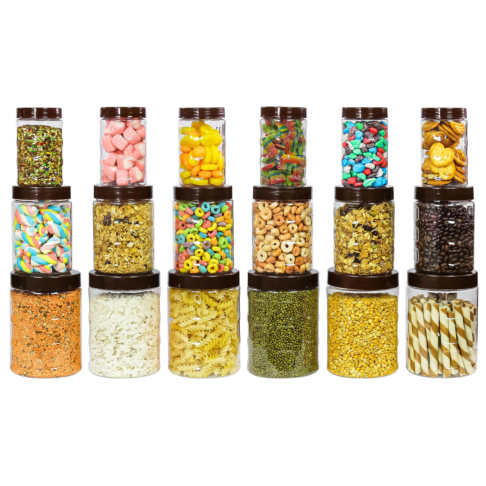 See full amazon price history chart for PEARLPET Checkers Jar Airtight Plastic Container with Brown cap for Kitchen Storage Set Of 18, 1000 Ml, 800 Ml, 300 Ml, suitable for Storage in Rack, Brown PEARLPET Checkers Jar Airtight Plastic Container with Brown cap for Kitchen Storage Set Of 18, 1000 Ml, 800 Ml, 300 Ml, suitable for Storage in Rack, Brown (B09YRPXPT9) Amazon Price History, Amazon Price Tracker