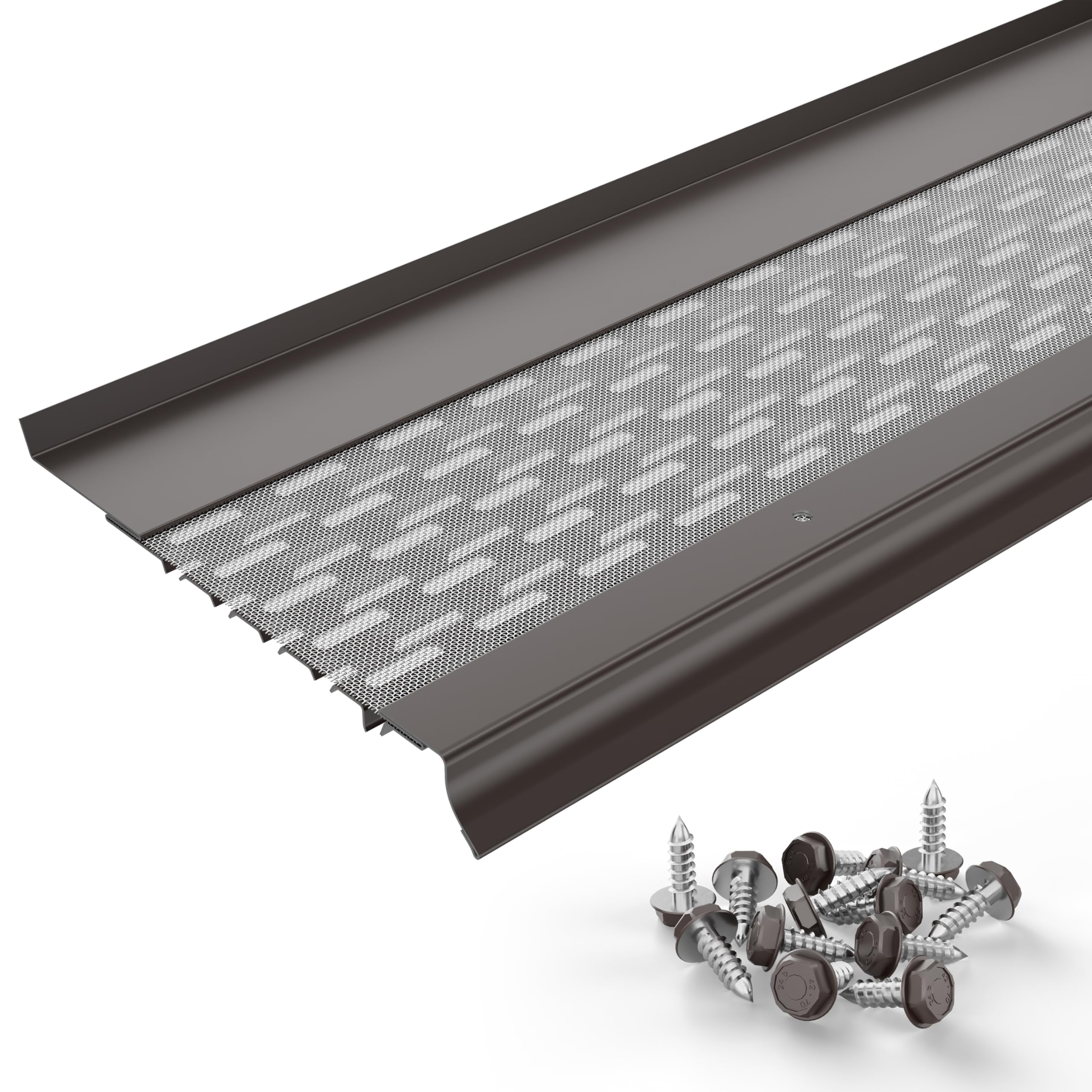 Micromesh Gutter Guards, 6 Inch, 100 FT, Dark Bronze