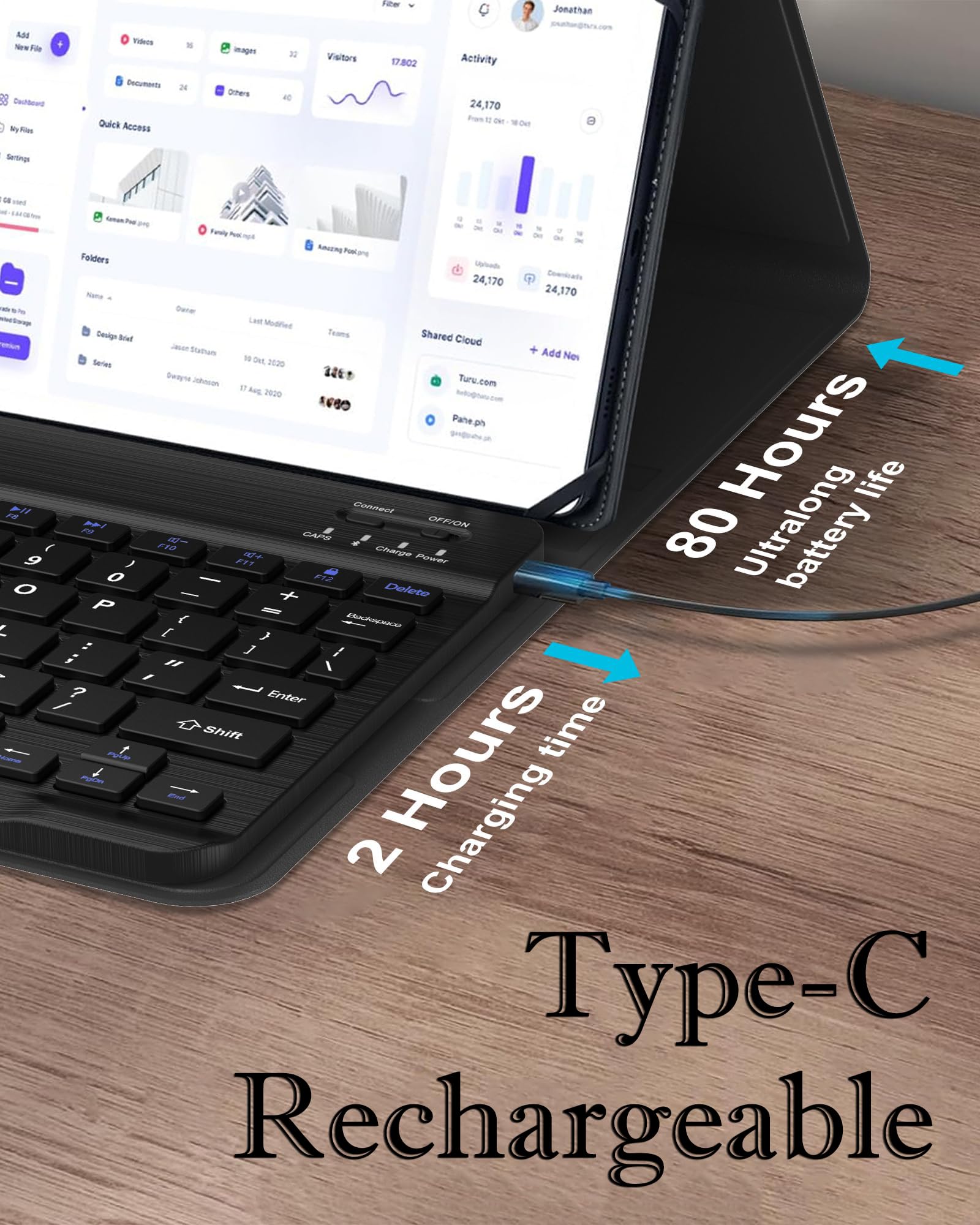 Funda universal con teclado para tabletas de 9, 9.7, 10.1, 10.2, 10.5, 10.5, 11.9 y 11 pulgadas, retroiluminado, teclado Bluetooth inalámbrico recargable, funda de piel tipo libro con soporte para