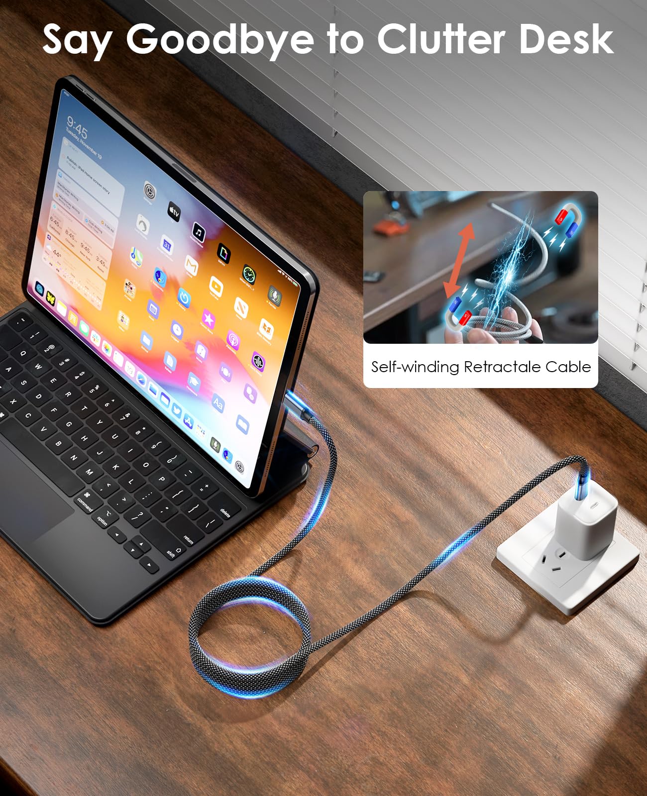 Magtame Cavo Magnetico USB C a USB C 240W, 5A 5ft Nylon Intrecciato Tipo C per Ricarica Veloce Laptop