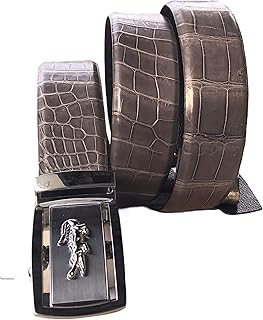 Cintura di coccodrillo grigio Mens Fibbia, Alligator Belt Uomini, Cinture in pelle uomo, cinture in pelle fatta a mano
